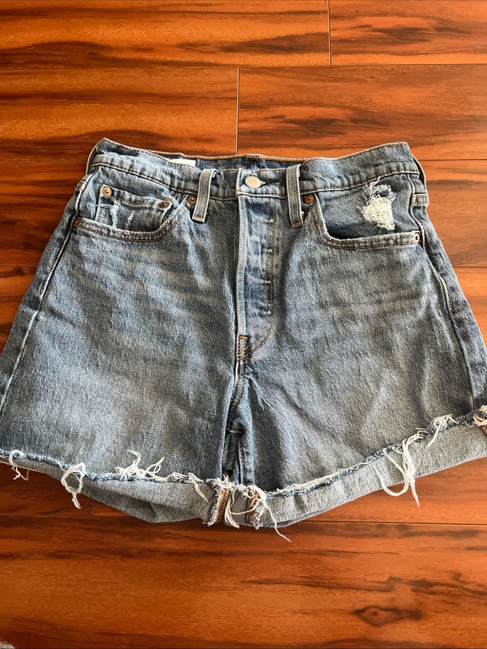 Levi's 501 Women's Blue Denim Cut-Off Shorts Button fly Size 27
